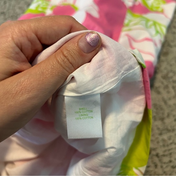 Lilly Pulitzer 100% Cotton Pink & White Floral Franco Strapless Mini Dress 10 - Picture 6 of 10